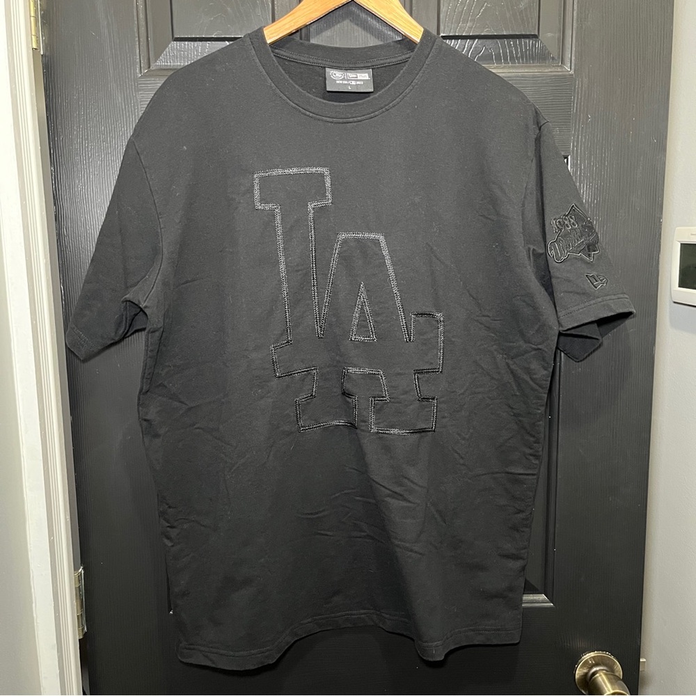 NEW ERA black 1988 World Series Logo Los Angeles Dodge T-Shirt L.